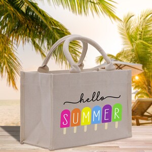 Hallo zomer katoenen canvas draagtas Zomer bloemendraagtas Summer Lover Bag Summer Vibes-tas Zomerreis vakantietas Strandtas (SMRT1002)
