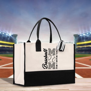 Personalisierte Name Baseball Mom Sport Baumwolle Canvas Tote Bag Geschenk für Custom Baseball Mom Fußballliebhaber Mom Geschenk