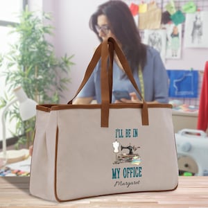 Personalisierte Nähmaschine Baumwolle Canvas Tote Bag Benutzerdefinierte Quilting Tote Geschenk für Nähliebhaber Geschenk für Oma Stricken Tote Bag (PST1023)
