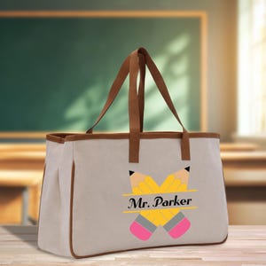 Personalized Teacher Cotton Canvas Tote Bag Gift for Teachers Teacher Life Tote Custom Teacher Appreciation Teacher Name Gift Bag (TTB1095)
