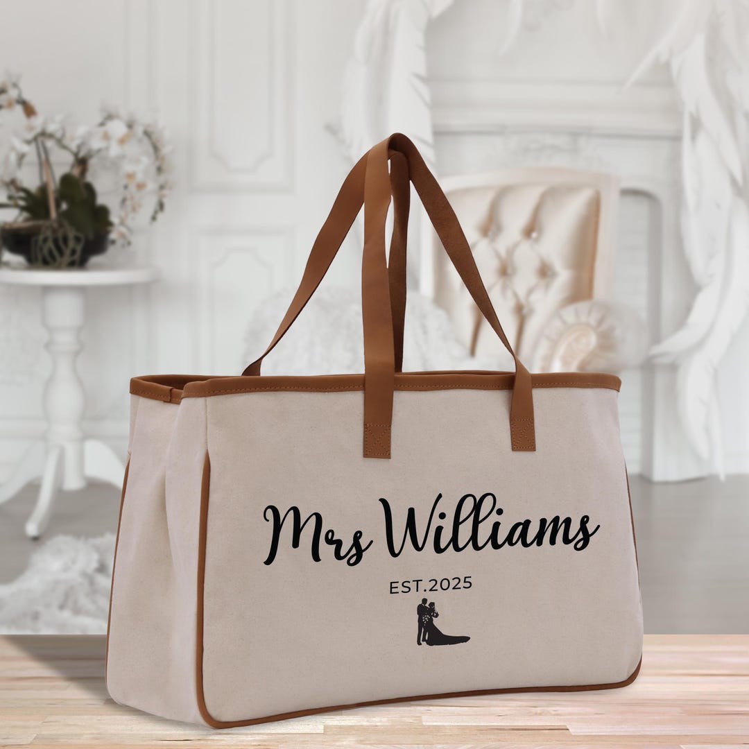 Personalized Wedding Tote Bag: Mrs. Last Name, Bridal Shower Gift ...