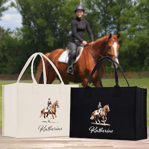 Sac fourre-tout personnalisé en toile de coton équestre Sac personnalisé pour amoureux des chevaux, cadeau d&#39;équitation pour elle (EQT1003)