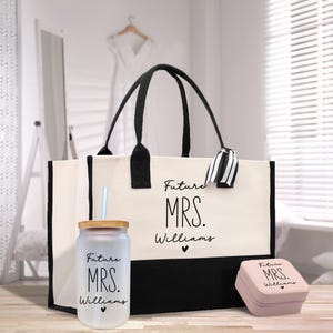 Personalized Future Mrs. Canvas Tote Bag, Engagement Gift (FMTG1001)