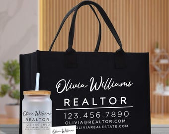 Realtor Tote Bag Personalized Business Tote Bag Custom Real Estate Agent Gift Bulk Business Logo Realtor Swag Real Estate Tote Bag