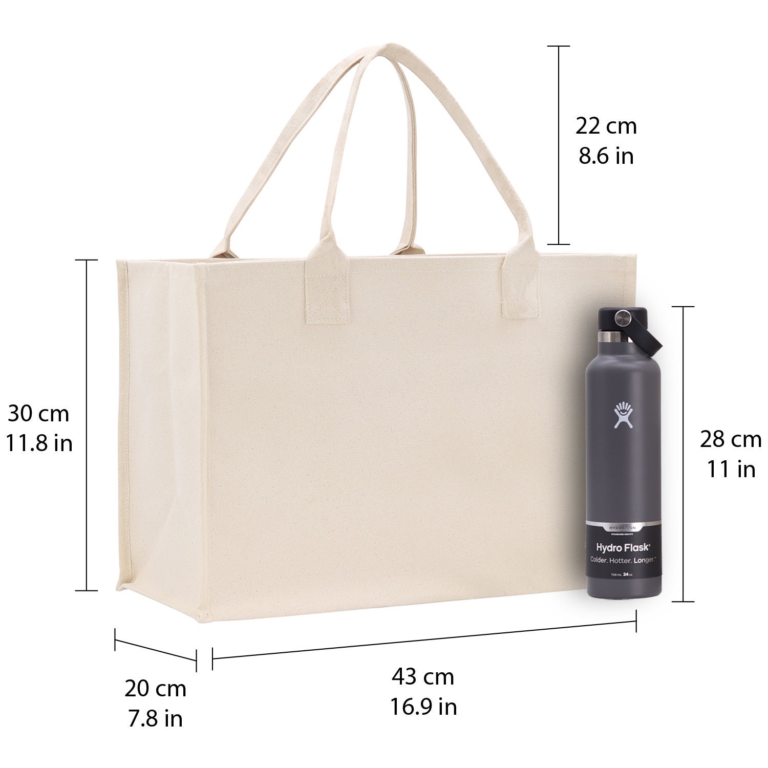 Bon Voyage Cotton Canvas Chic Beach Tote Bag Multipurpose
