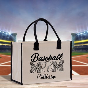 Personalisierte Name Baseball Mom Sport Baumwolle Canvas Tote Bag Geschenk für Custom Baseball Mom Fußballliebhaber Mom Geschenk