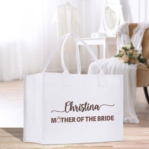 Name and Mother of the Bride Tote Bag Personalized Wedding Tote Bridal Shower Gift Honeymoon Gift Customized Wedding Gift Bridesmaid Gift