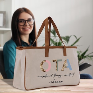 Personalized Occupational Therapy Cotton Canvas Tote Bag OT Helping You Grow Your Own Way Pediatric Occupational Therapist Gift (OTA1002)