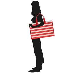 Striped Canvas Beach Tote Bag – XL, Zippered with Inner Pocket image 4