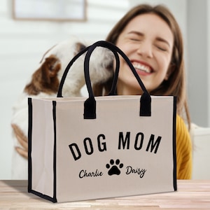 Custom Dog Mom Tote Bag with Dog Name Dog Mom Stuff Bag Dog Mommy Bag Personalization Dog Mom Gift Dog Mom Bag Dog Mom Shopping Bag