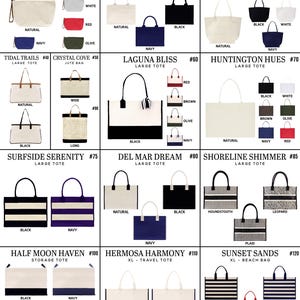 The image is a collage of various bags and accessories, including makeup pouches, hand bags, and tote bags, showcasing different colors, patterns, and styles.
