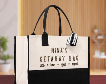 Nina's Getaway Bag Leopard Grandma Tote Bag Nana Bag Grandma Gift Bag Shopping Bag Mothers Day Gift Live Love Spoil Bag Grandma Bag