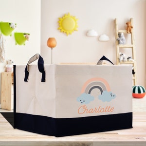 Personalisierter Baby-Dusche-Korb Baumwollsegeltuch Neuer Baby-Namens-kundenspezifischer Korb-Tasche Mewborn Spielzeug-Namenskorb Geschenk für Baby-Taschen-Aufbewahrungstasche