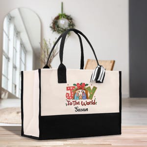 Joy To The World Personalized Name Religious Tote Bag for Women Custom Bible Verse Canvas Tote Bag Religious Church Gifts (CTT1034)