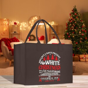 Personalized Name Christmas Cotton Canvas Large Tote Bag Custom Merry Christmas Gift Bag Xmas Party Bag Xmas Eve Gift Holiday Gift (CT1044)