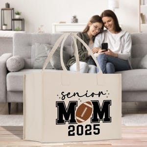 Football Mom Sports Cotton Canvas Tote Bag Gift for Football Mother Football Lover Mom Gift (FMTB1008)
