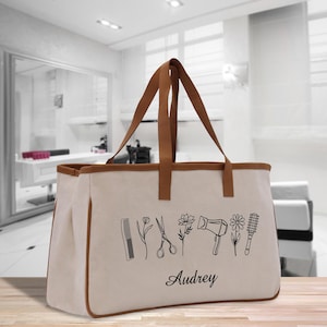 Sacola de lona de algodão personalizada para cabeleireiro, sacola de presente para salão de beleza, sacola de suprimentos para cabeleireiro, presente para barbeiro (HRST1007)