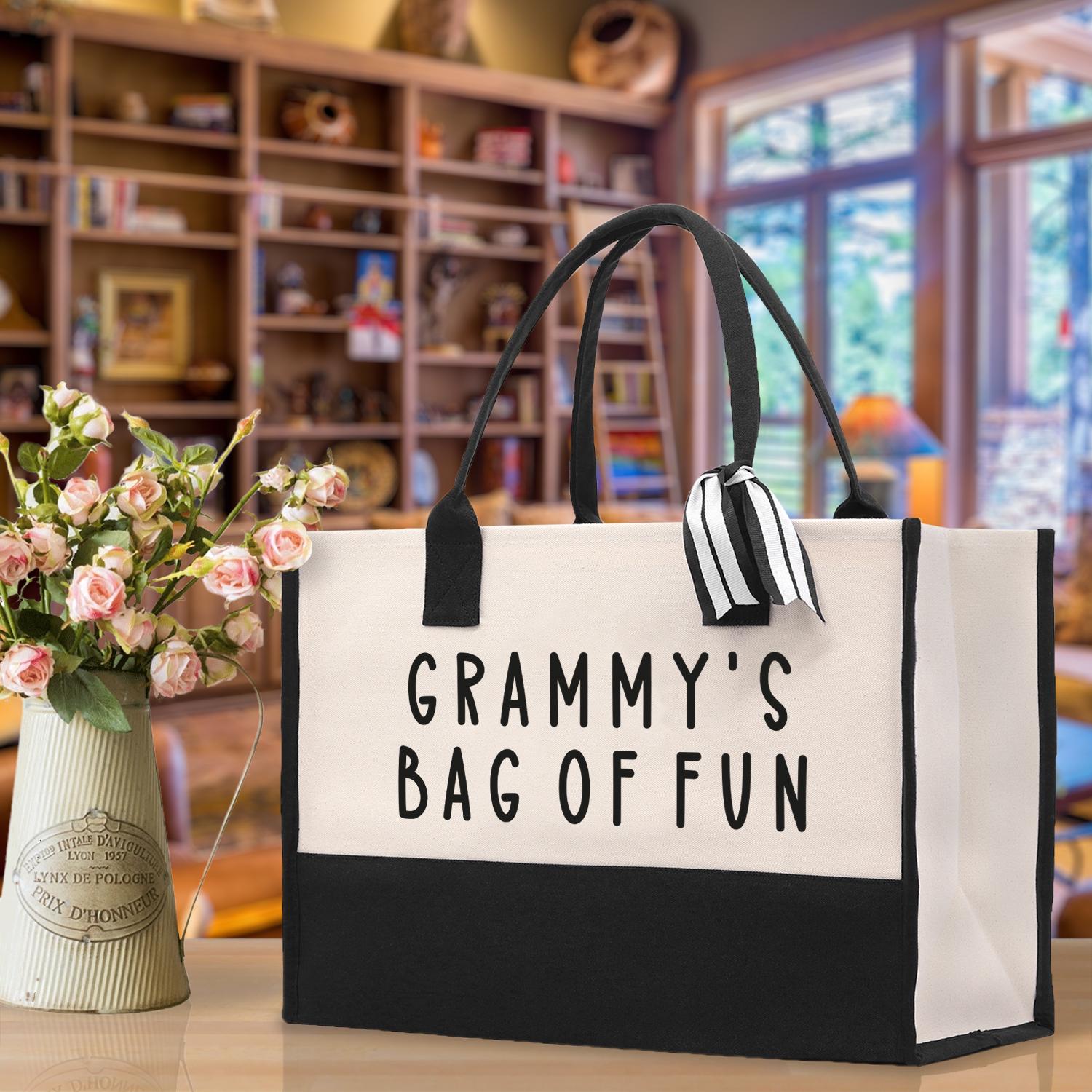 ee イー GRANDMA TOTE BEIGE Grammy's Bag of Fun Tote: Grandma's Getaway Canvas Bag (GM1023) - Etsy