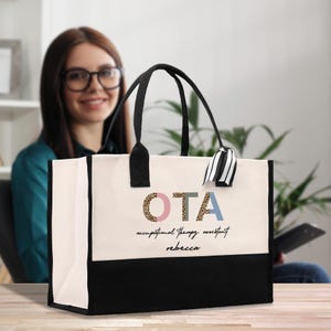 Personalized Occupational Therapy Cotton Canvas Tote Bag OT Helping You Grow Your Own Way Pediatric Occupational Therapist Gift (OTA1001)