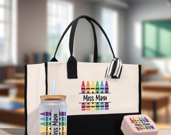 Teacher appreciation gift Personalized Tote Bag: Cotton Canvas, Custom Name Gift
