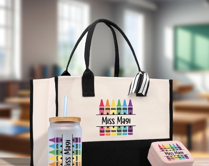 Teacher appreciation gift Personalized Tote Bag: Cotton Canvas, Custom Name Gift
