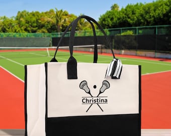 Personalized Lacrosse Tote Bag: Custom Name, Lacrosse Mom Gift (TB1022)