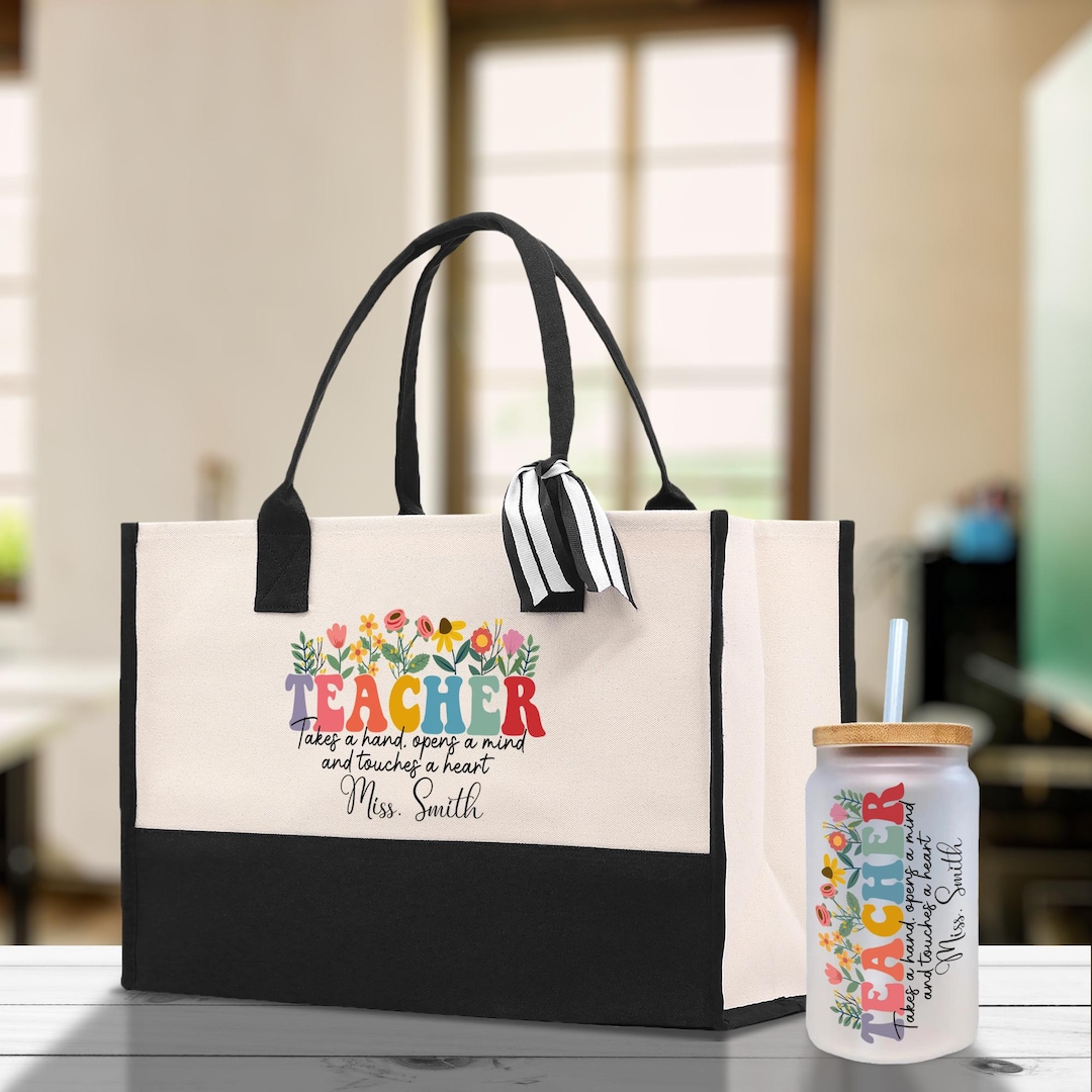 Personalized Teacher Tote Bag | Cotton Canvas Gift (TCT1023) - Etsy
