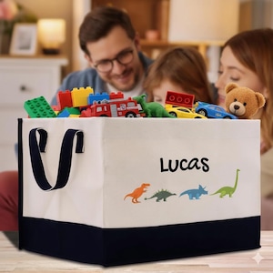 Kids Toy Storage Basket Personalized Name Bag Custom Playroom Organizer (SC1004)