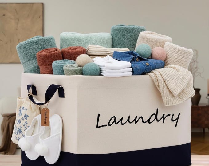 Cotton Canvas Storage Basket Set, Nursery & Mudroom Organizer (PSB1019)