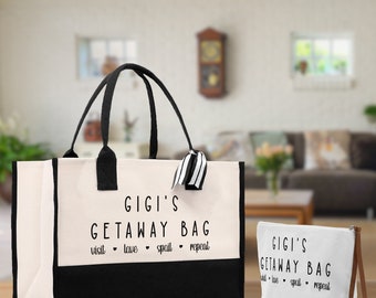 Gigi's Getaway Bag Grandma Tote Bag Grandma's Getaway Bag Gigi Bag Grandma Gift Bag Shopping Bag Mothers Day Gift Live Love Spoil Bag