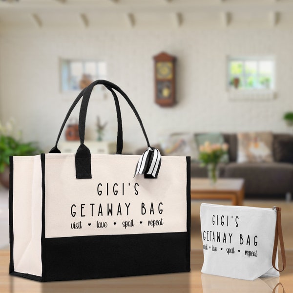 Gigi's Getaway Bag Grandma Tote Bag Grandma's Getaway Bag Gigi Bag Grandma Gift Bag Shopping Bag Mothers Day Gift Live Love Spoil Bag