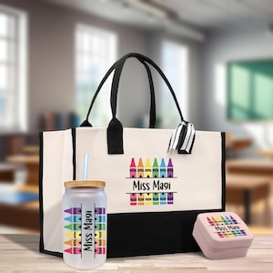 Personalized Teacher Cotton Canvas Tote Bag Gift for Teachers Teacher Life Tote Custom Teacher Appreciation Gift Bag Teacher Name Bag