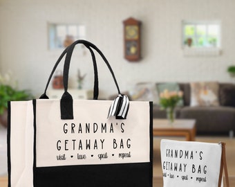 Grandma's Getaway Bag Grandma Tote Bag Grandma Nana Bag Grandma Gift Bag Shopping Bag Mothers Day Gift Live Love Spoil Bag Grandma Beach Bag