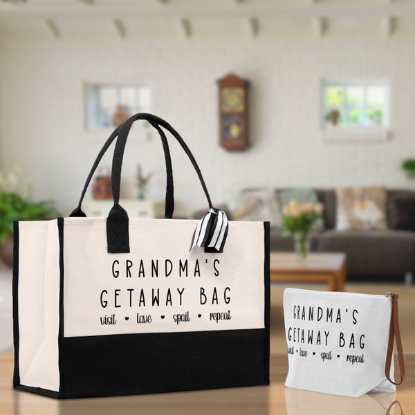 Grandma's Getaway Bag Grandma Tote Bag Grandma Nana Bag Grandma Gift Bag Shopping Bag Mothers Day Gift Live Love Spoil Bag Grandma Beach Bag