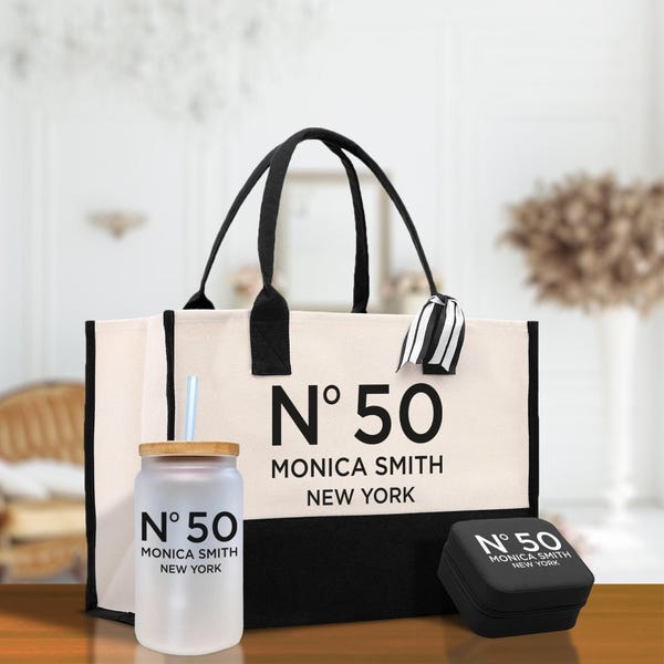 Personalized Birthday Gift Canvas Tote Bag with Name and State