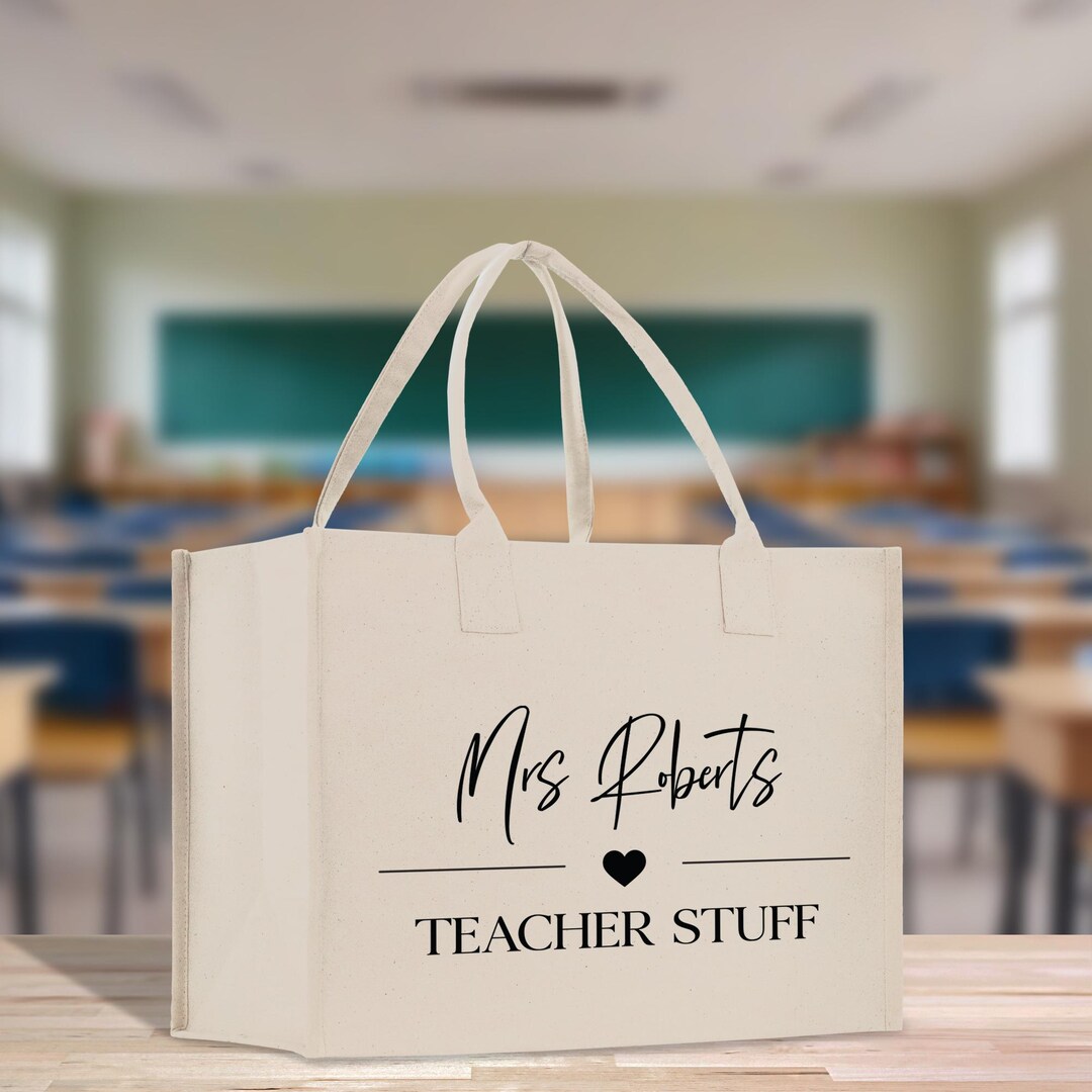 Personalized Teacher Stuff Cotton Canvas Tote Bag Gift for Teachers ...