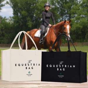 Sac fourre-tout personnalisé en toile de coton équestre Sac personnalisé pour amoureux des chevaux, cadeau d&#39;équitation pour elle (EQT1005)