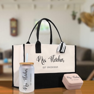 Personalized Wedding Tote Bag, Mrs. Last Name, Established Date