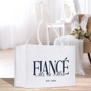 Fiancée Ms to Mrs Cotton Canvas Tote Bag Engagement Gift Engaged Gift for Her Future Mrs Tote Bag Fiancee Era Tote Gift for Fiance (FTB1003)