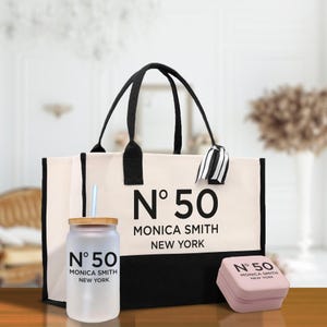 Personalized Birthday Canvas Tote Bag, Custom Name & State Gift