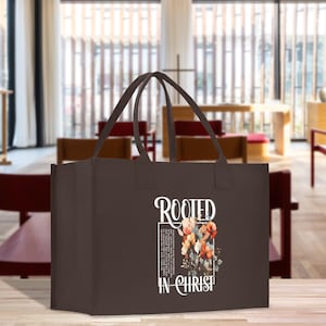 Geworteld in Christus katoenen canvas draagtas: religieus bijbel kerkcadeau (CTT1038)