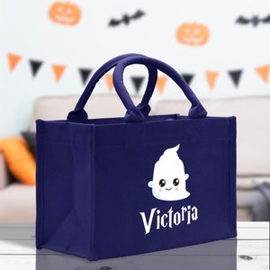 Personalized Name Halloween Trick or Treat Kids Cotton Tote Bag Custom Candy Bag Halloween Gift Bag Pumpkin Kids Halloween Bag
