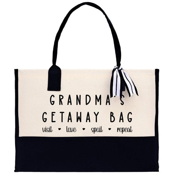 Grandma Tote Bag: Canvas Shopper, Getaway Travel Bag (GM1002) - Etsy