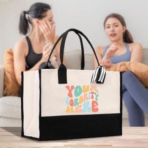 Personalisierte Sorority Baumwollsegeltuch-Einkaufstasche Benutzerdefinierte Rush Initiation Bid Day Big Little Name Geschenk College Tote für sie (STB1009)