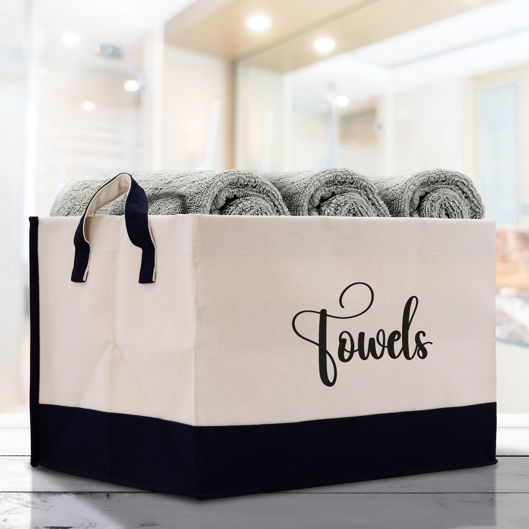 Personalized Canvas Storage Tote Bag Nursery Storage Towel Storage Kids