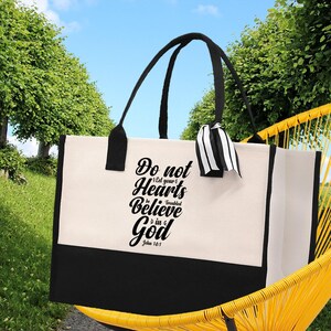 Religious Canvas Tote Bag: Bible Verse Gift, Church Design (RB1010)