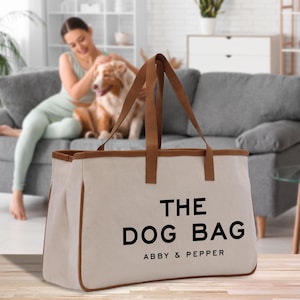 Op maat gemaakte draagtas hondennamen gepersonaliseerde katoenen canvas tas hondenliefhebber (DTB1015)