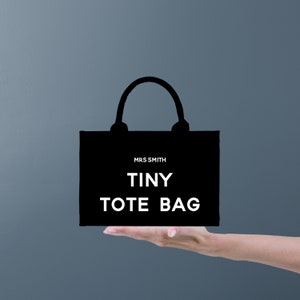 Personalized Tiny Tote Bag with Mrs Name Custom Birthday Gift Bag for 18th 21st 30th 40th 50th (PTTB1001)