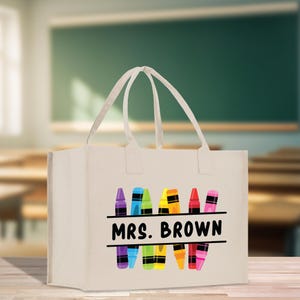 Personalized Teacher Cotton Canvas Tote Bag Gift for Teachers Teacher Life Tote Custom Teacher Appreciation Teacher Name Gift Bag (TTB1099)