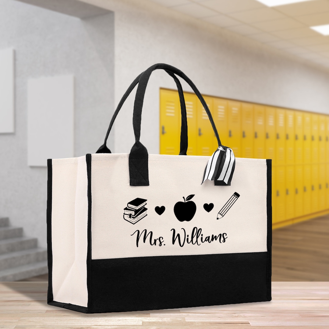 Personalized Teacher Cotton Canvas Tote Bag Gift for Teachers Life Tote ...